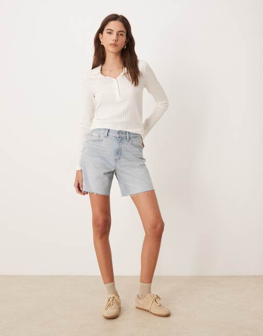 Calvin Klein Jeans - Afbleget blå mellemlange denimshorts i 90'er-stil, 4 af 5
