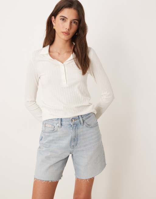 Calvin Klein Jeans - Afbleget blå mellemlange denimshorts i 90'er-stil, 5 af 5