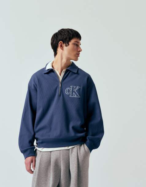 Calvin Klein Jeans - Afslappet blå sweatshirt med kvart lynlås - view 1