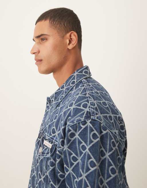 Calvin Klein Jeans all over logo denim jacket in indigo wash, 4 of 5