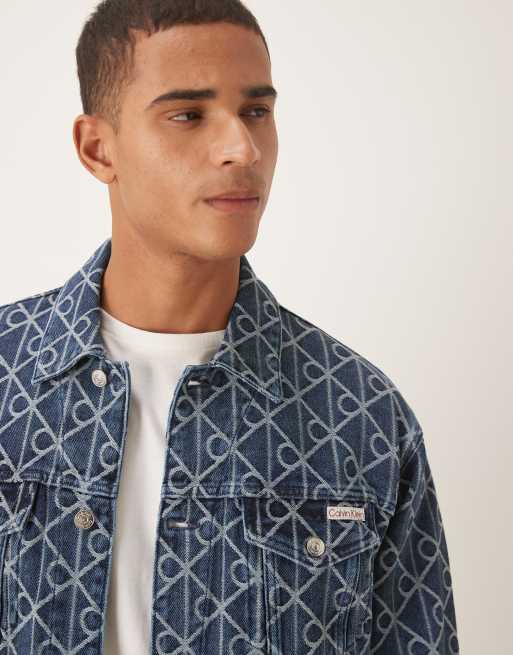 Calvin Klein Jeans all over logos denim jacket in indigo wash