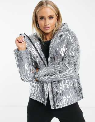 calvin klein silver puffer jacket