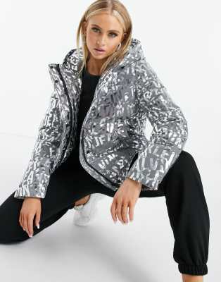 calvin klein silver puffer jacket