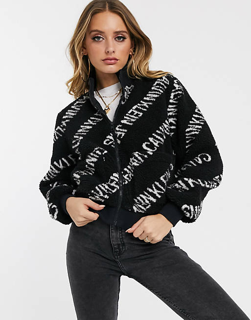 Calvin Klein Jeans all over logo teddy jacket | ASOS