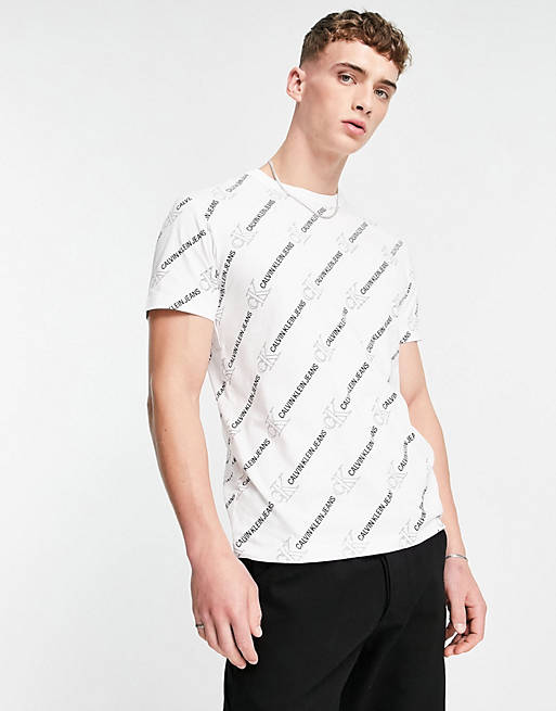 Oriënteren Postcode comfort Calvin Klein Jeans all over print logo t-shirt in white | ASOS