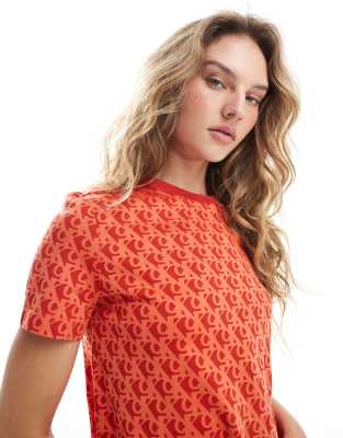 Calvin Klein Jeans Est.1978 All Over Print T-shirt In Orange