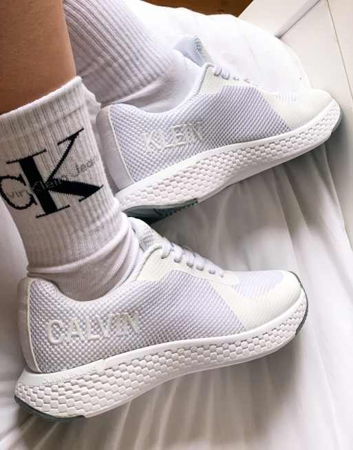 calvin klein jeans rosilee runner trainers in white
