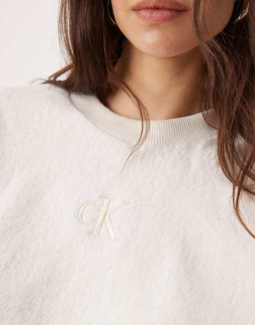 Calvin Klein Jeans – Angenehmes Sweatshirt in Wollweiß - exklusiv bei ASOS, 2 von 4