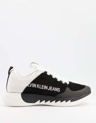 black and white calvin klein trainers