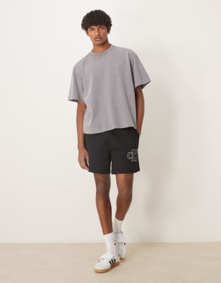 applique logo knit shorts in black