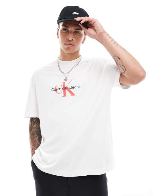 Calvin Klein Jeans – Archival – Biały T-shirt z monogramem z logo