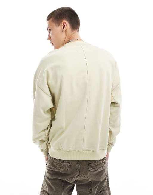 Calvin Klein Jeans archival monologo crew neck sweatshirt in beige, 2 of 4