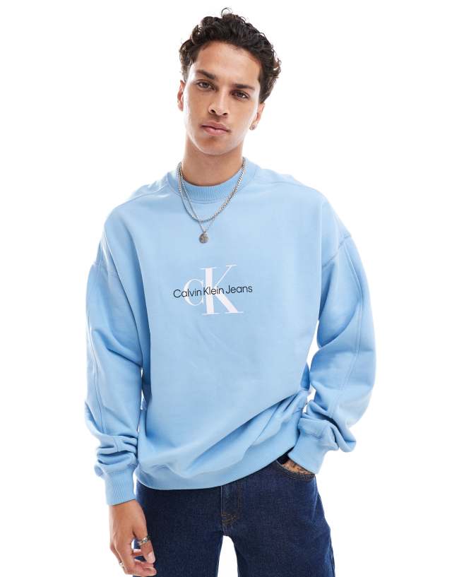 Calvin Klein Jeans - archival monologo crew neck sweatshirt in blue