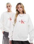 [Calvin Klein Jeans] Calvin Klein Jeans Archival monologo crew neck sweatshirt in white M Bright White