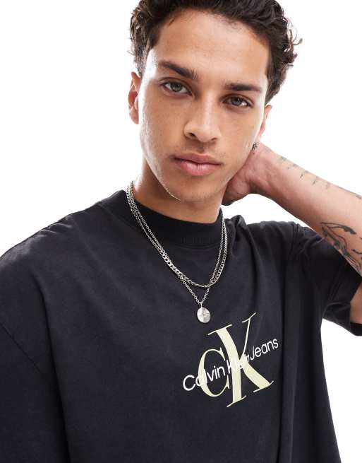 Calvin Klein Jeans archival monologo t-shirt in black, 4 of 4