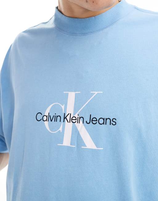 Calvin Klein Jeans archival monologo t-shirt in blue, 3 of 4