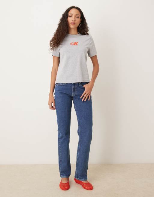 Calvin Klein Jeans archive CK logo t-shirt in grey, 4 of 4