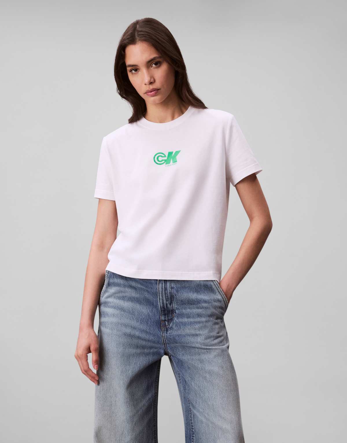 Calvin Klein Jeans archive ck logo t-shirt in white