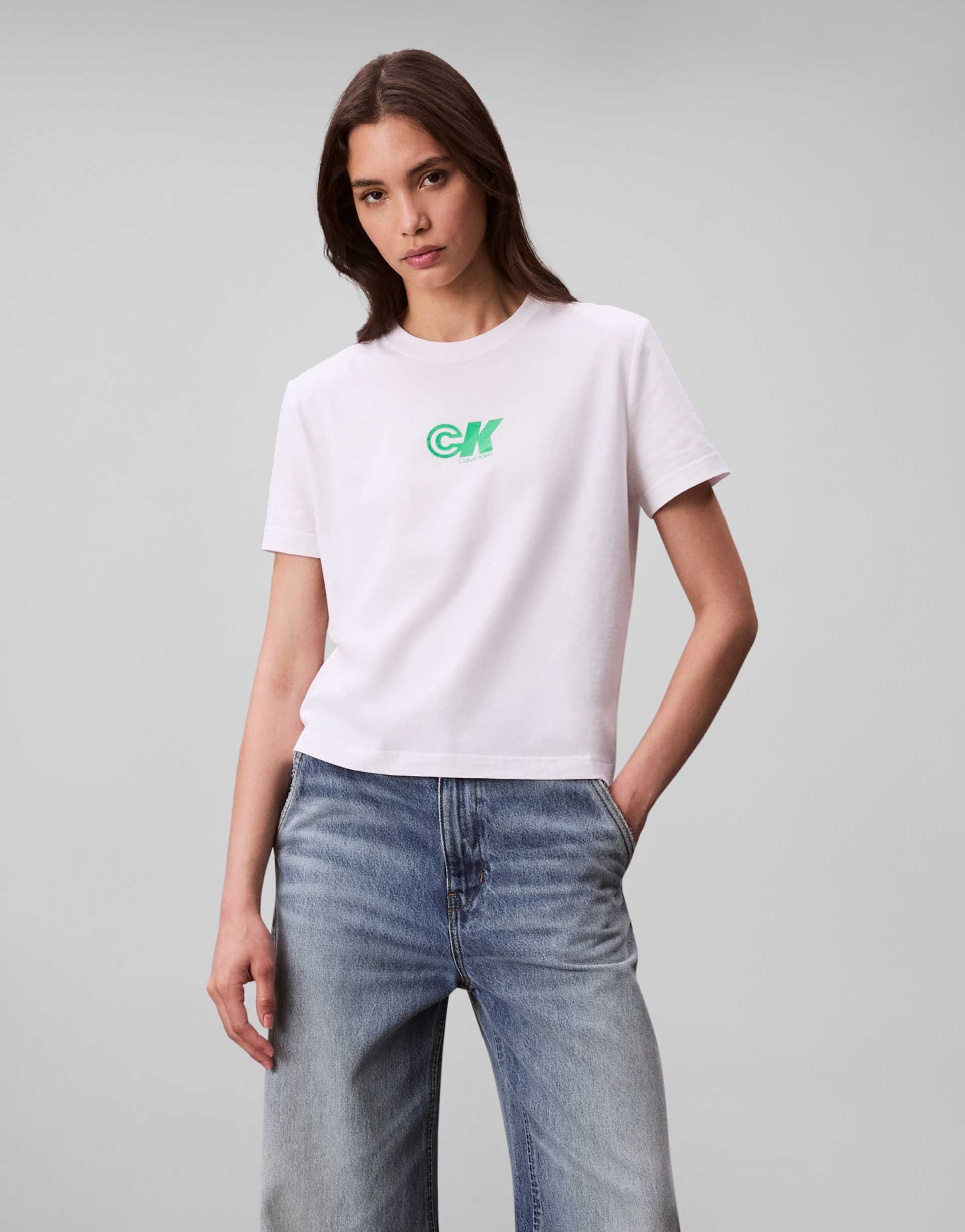 calvin klein jeans archive ck logo t-shirt in white