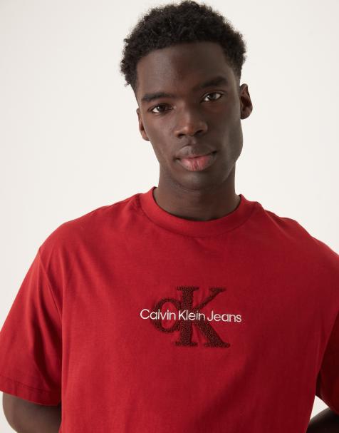 Calvin Klein Jeans archive logo t-shirt in red - view 1