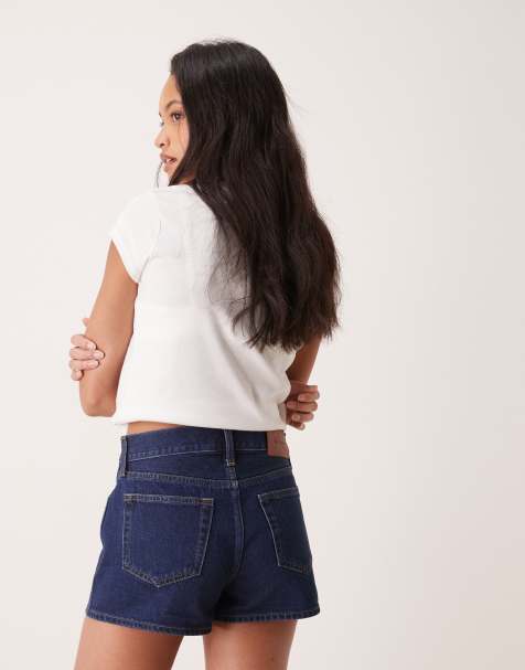 Calvin Klein Jeans archive mini denim short in dark wash blue - view 1