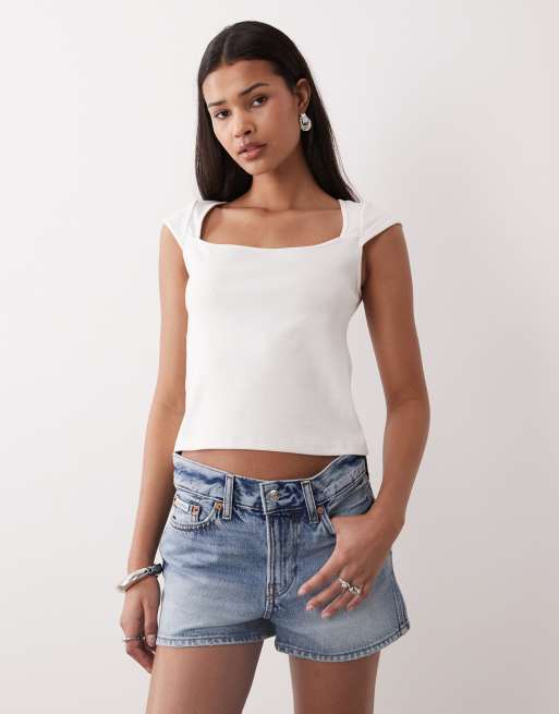 Calvin Klein Jeans archive mini denim shorts in mid wash blue