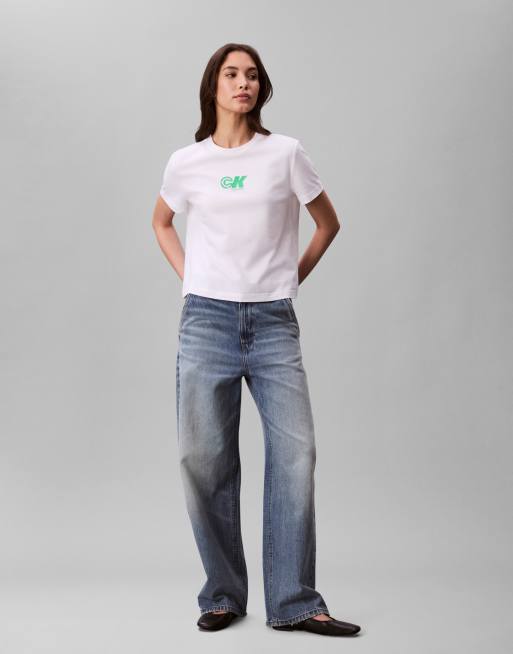 Calvin Klein Jeans – Archive – Vit t-shirt med CK-logga, 2 av 4