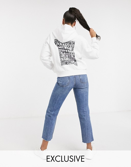 Calvin Klein Jeans ASOS exclusive back logo hoodie in white