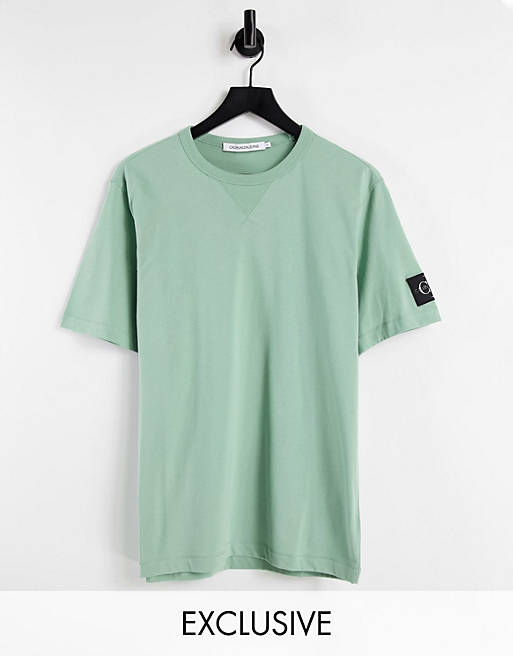 Calvin Klein Jeans ASOS exclusive monogram badge t-shirt in green