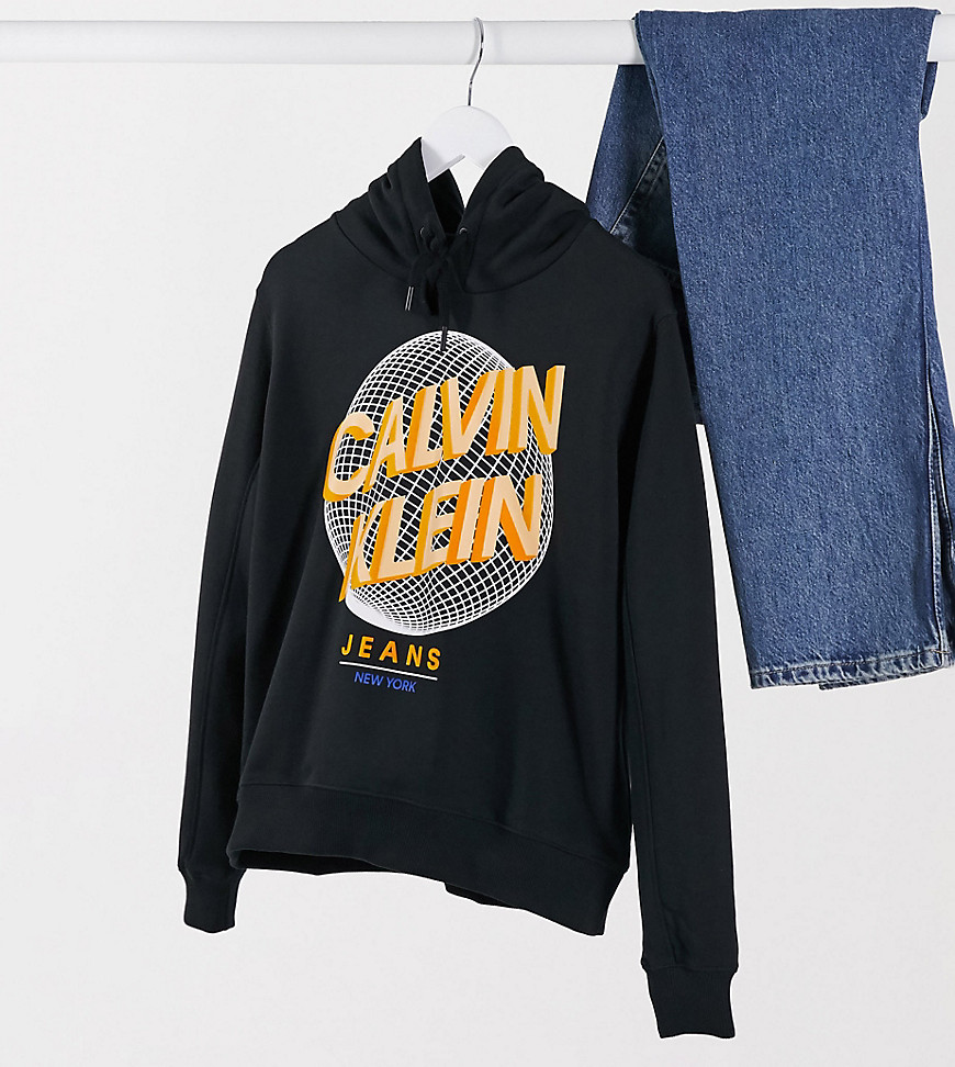 Calvin Klein Jeans - ASOS exclusive - Oversized hoodie met logo op de achterkant in zwart
