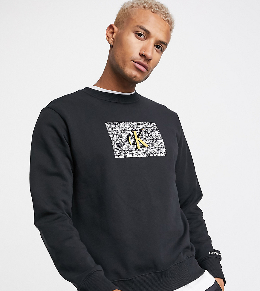 Calvin Klein Jeans ASOS exclusive oversized sweatshirt with small white noise logo in black