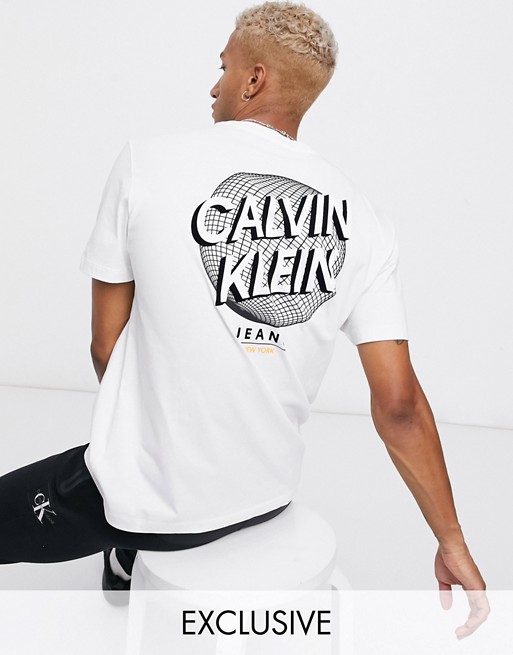 Calvin Klein Jeans ASOS exclusive oversized t-shirt with back print globe logo in white