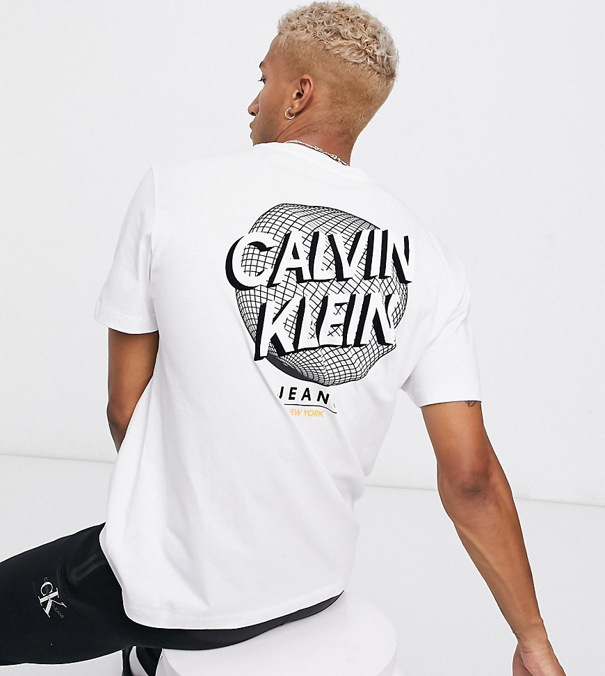 Calvin Klein Jeans ASOS exclusive oversized t-shirt with back print globe logo in white