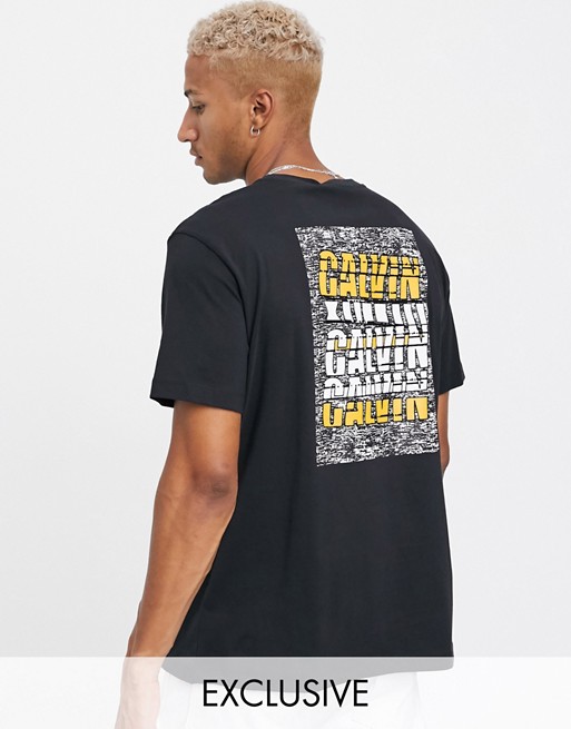 Calvin Klein Jeans ASOS exclusive oversized t-shirt with back print white noise logo in black