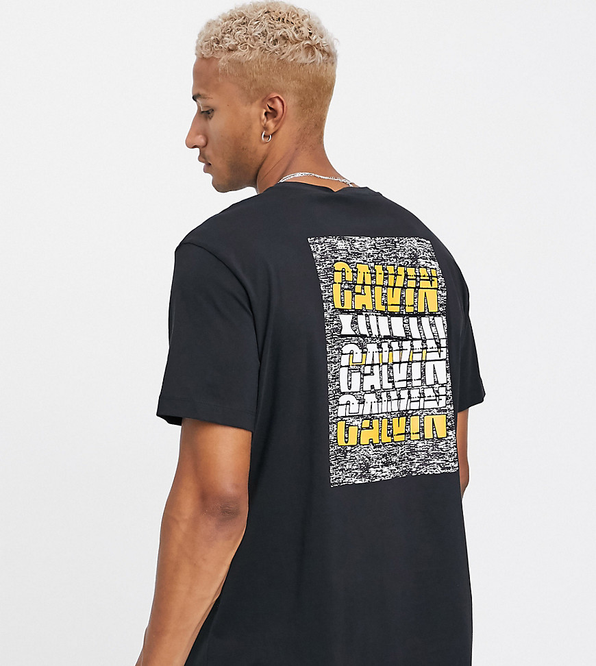 Calvin Klein Jeans ASOS exclusive oversized t-shirt with back print white noise logo in black