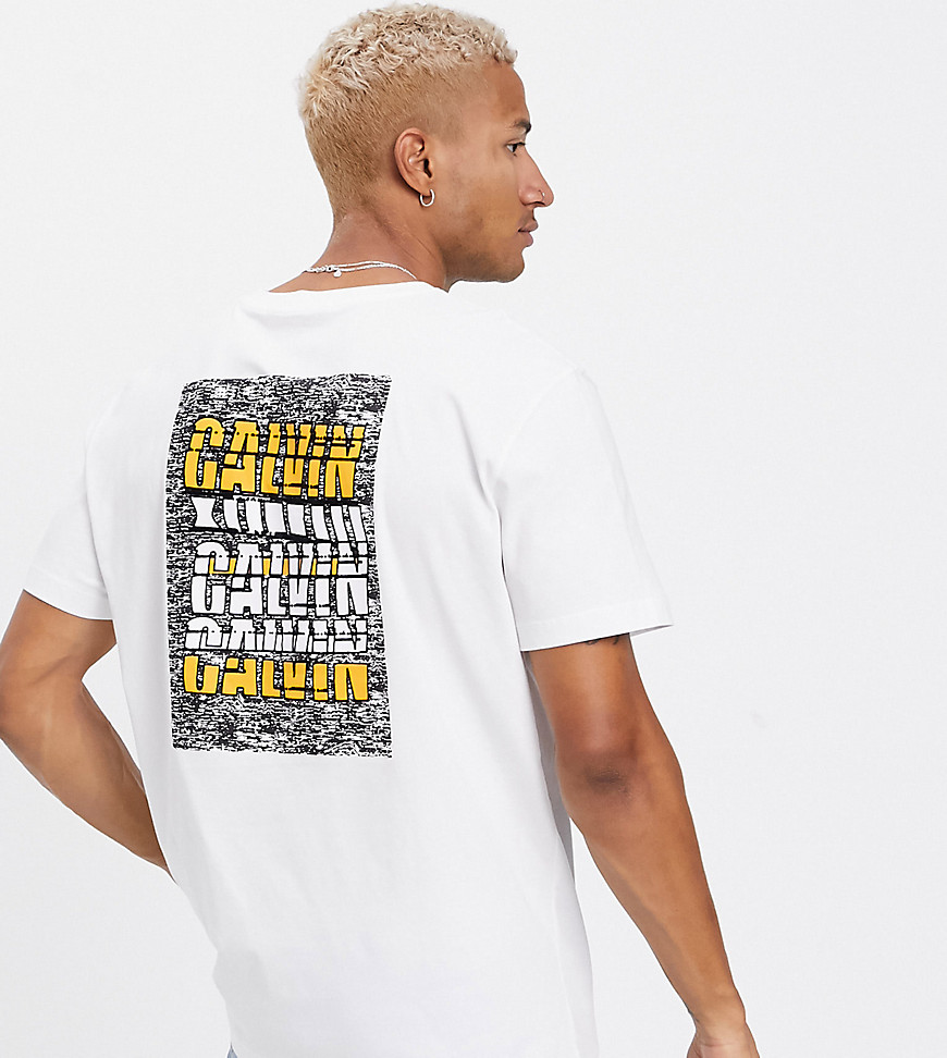 Calvin Klein Jeans ASOS exclusive oversized t-shirt with back print white noise logo in white