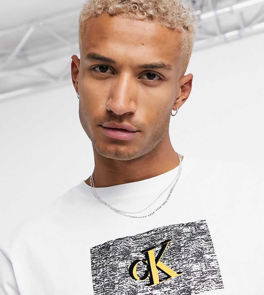 Calvin Klein Jeans ASOS exclusive oversized t-shirt with small white noise logo in white