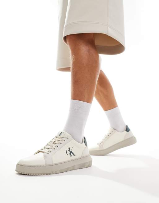 Calvin Klein Jeans - Authentic - Baskets à semelle cuvette épaisse - Blanc cassé
