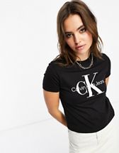 Calvin Klein Jeans rib baby tee in black | ASOS