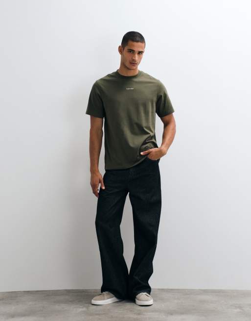 Calvin Klein Jeans back graphic t-shirt in khaki green, 2 of 5