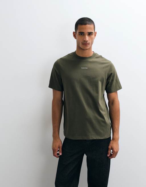 Calvin Klein Jeans back graphic t-shirt in khaki green, 5 of 5