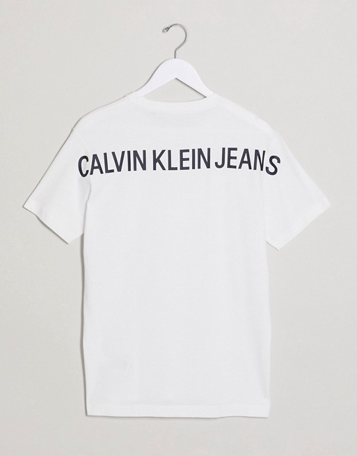 Calvin Klein Jeans back logo institutional t-shirt in white