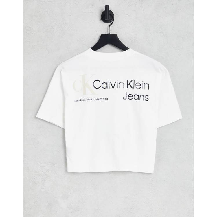 Calvin Klein Jeans back urban logo t-shirt in white