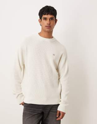 Calvin Klein Jeans Calvin Klein Jeans badge crew neck jumper in white