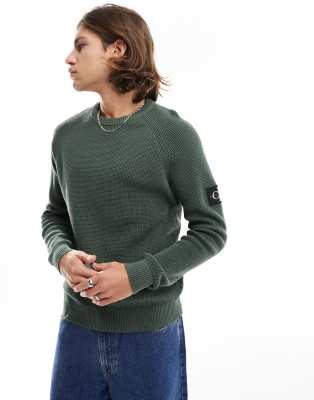 Calvin Klein Jeans badge easy jumper in thyme green