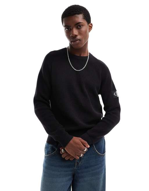 Calvin Klein Jeans badge jumper in black ASOS