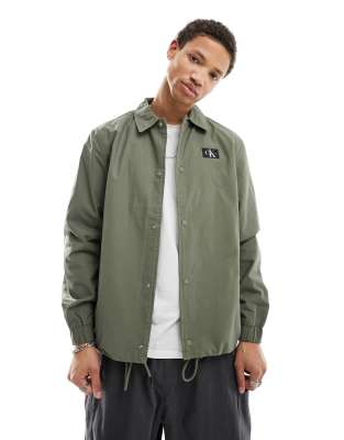 Calvin Klein Jeans badge logo cotton ripstop skater jacket in olive