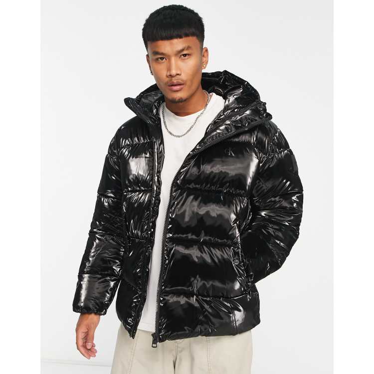 High shine patent puffer on sale jacket