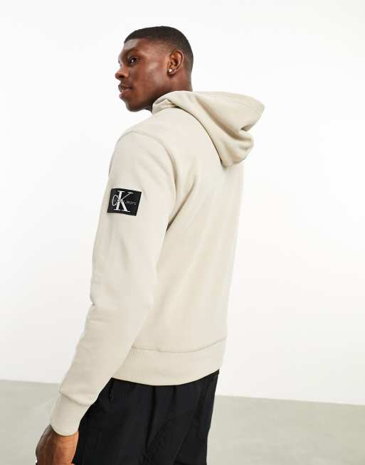 Calvin Klein Jeans BADGE HOODIE Beige - Fast delivery