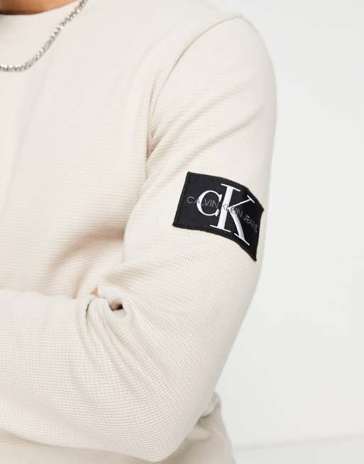 Calvin Klein Jeans institutional back logo long sleeve t-shirt white, ASOS